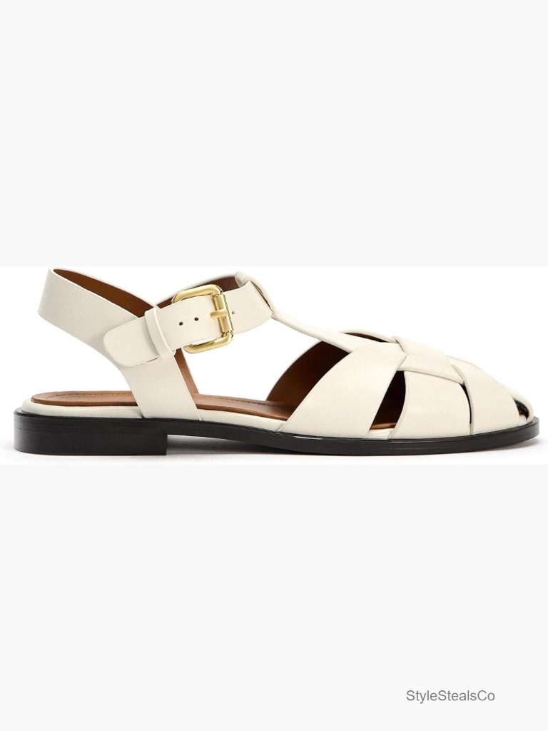 Flat Sandals For Women Closed Round Toe Ankle Buckle Strap Fisherman Sandals